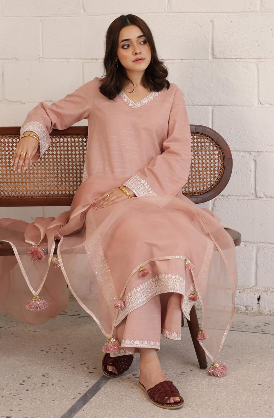 Light Pink khaddar outfit