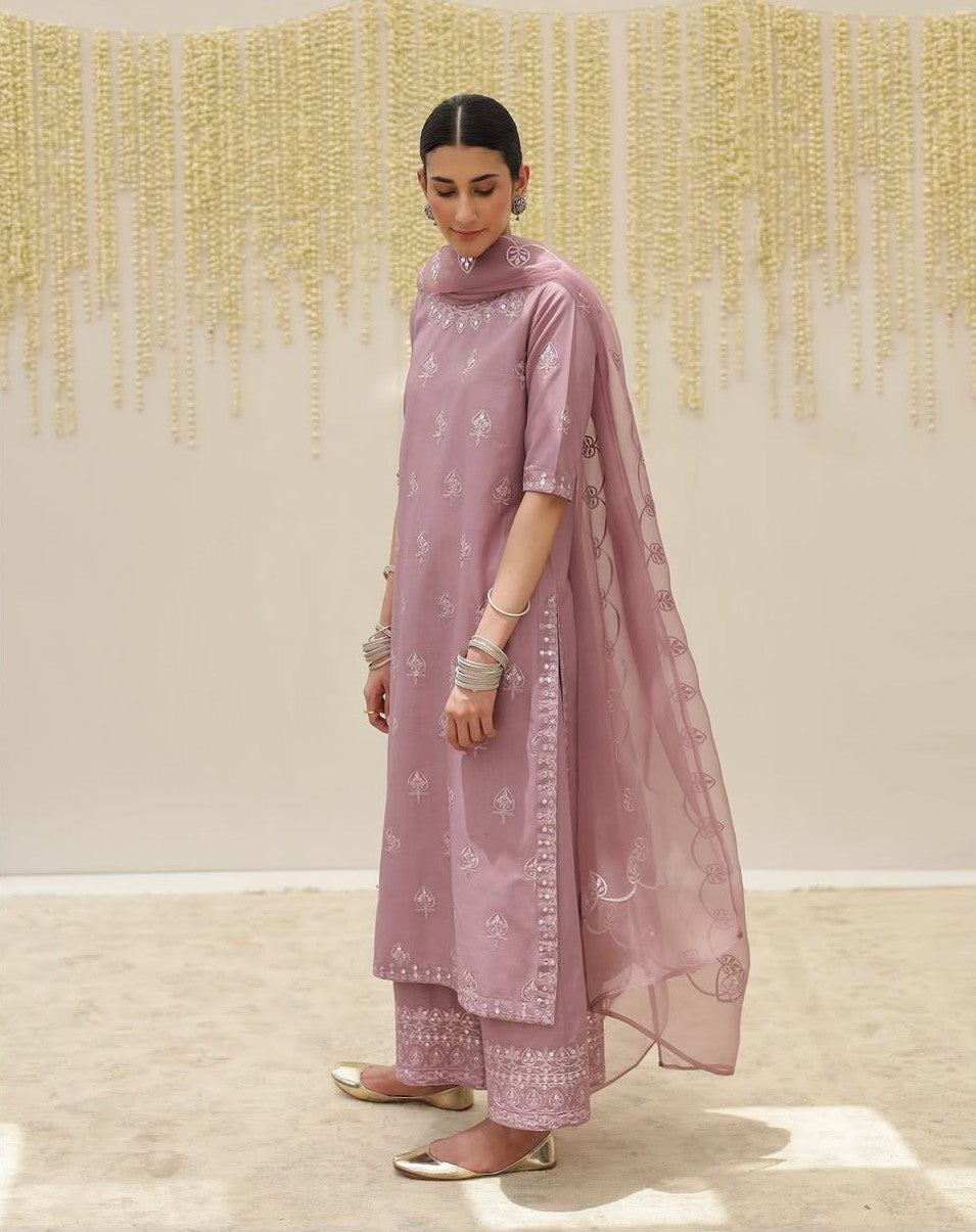 Lilac π Cotton Stitched Dress