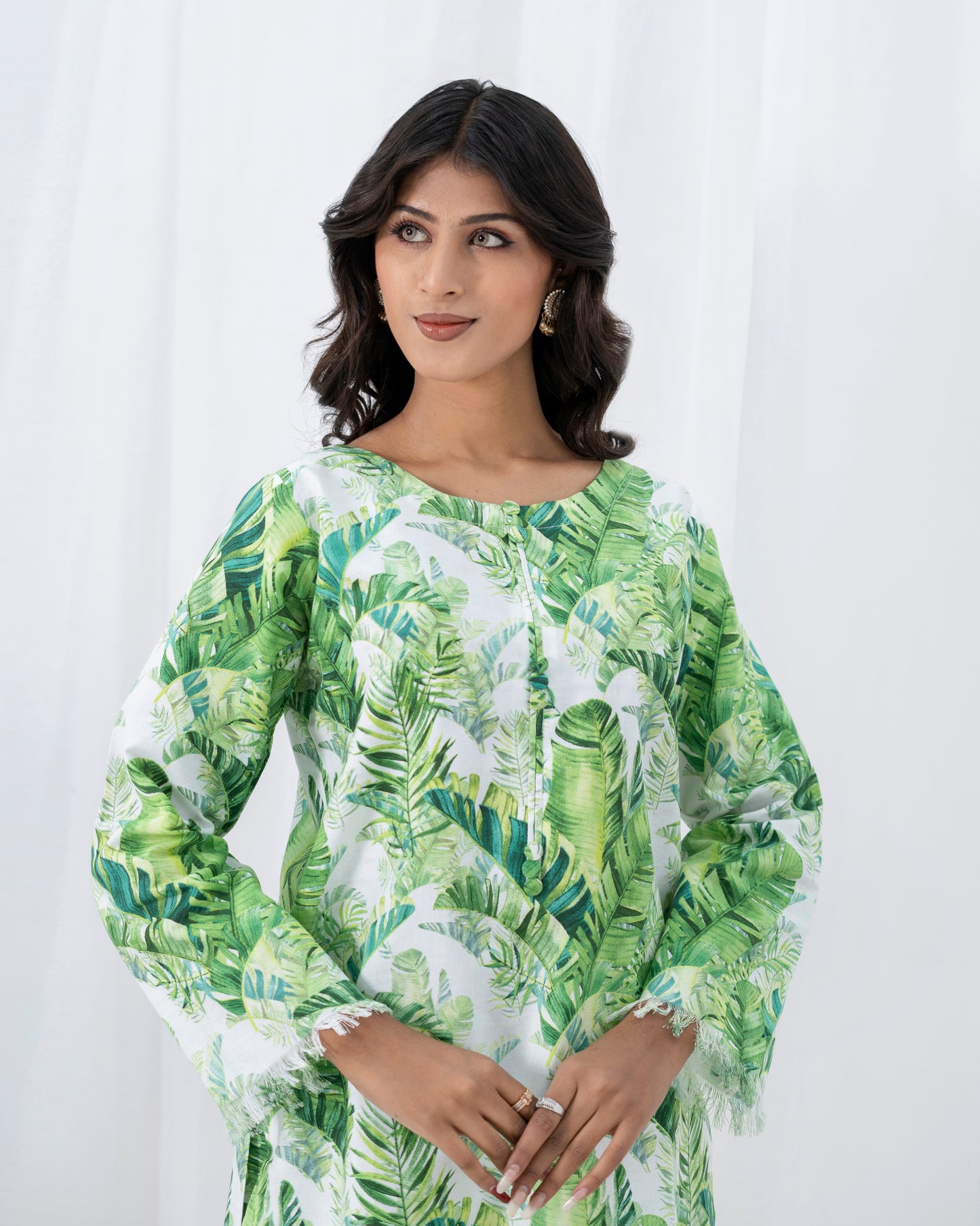 Green Print Winter Cotton 2-piece