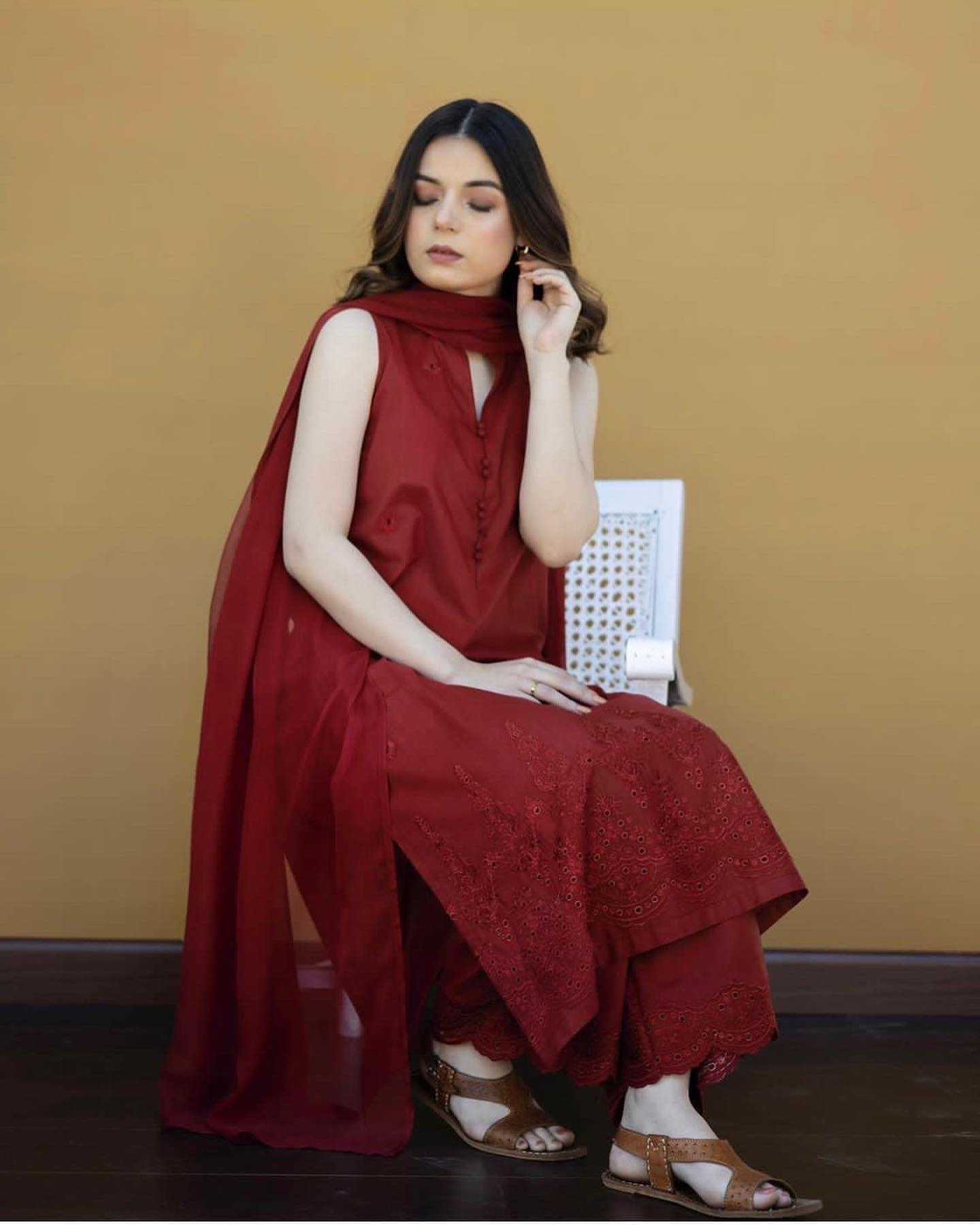 Deep Maroon💄Stitched🪡outfit