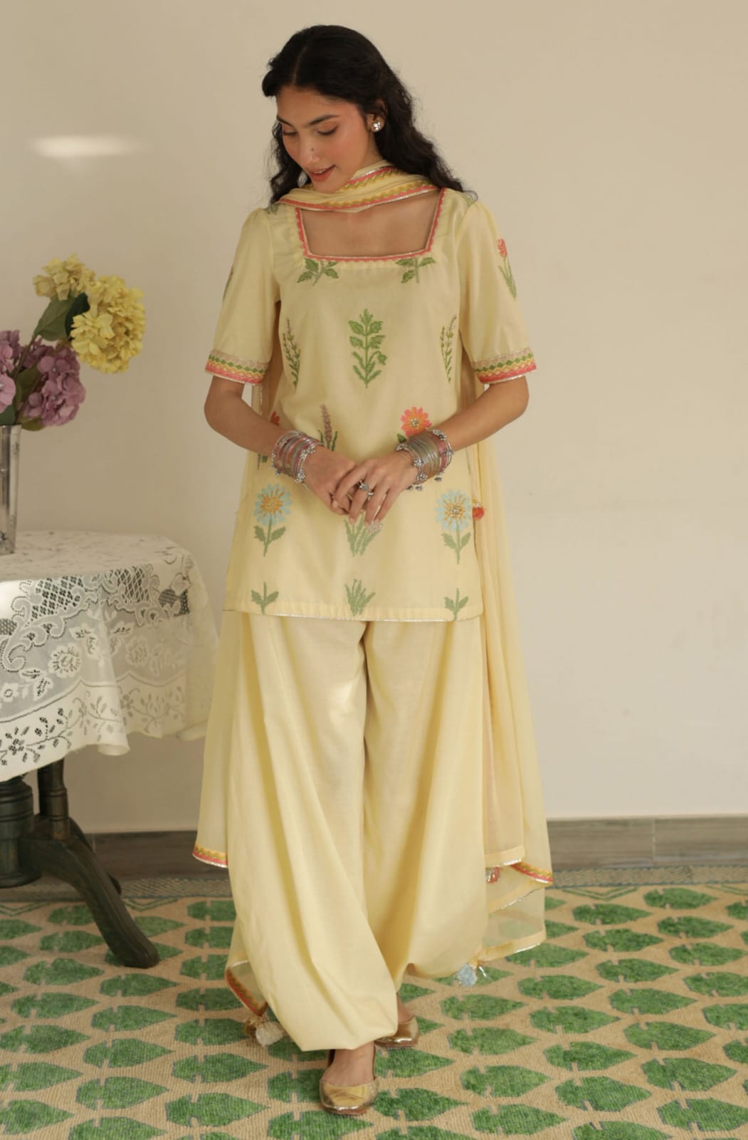 Butter Yellow Full Sleeve's Stitched Outfit