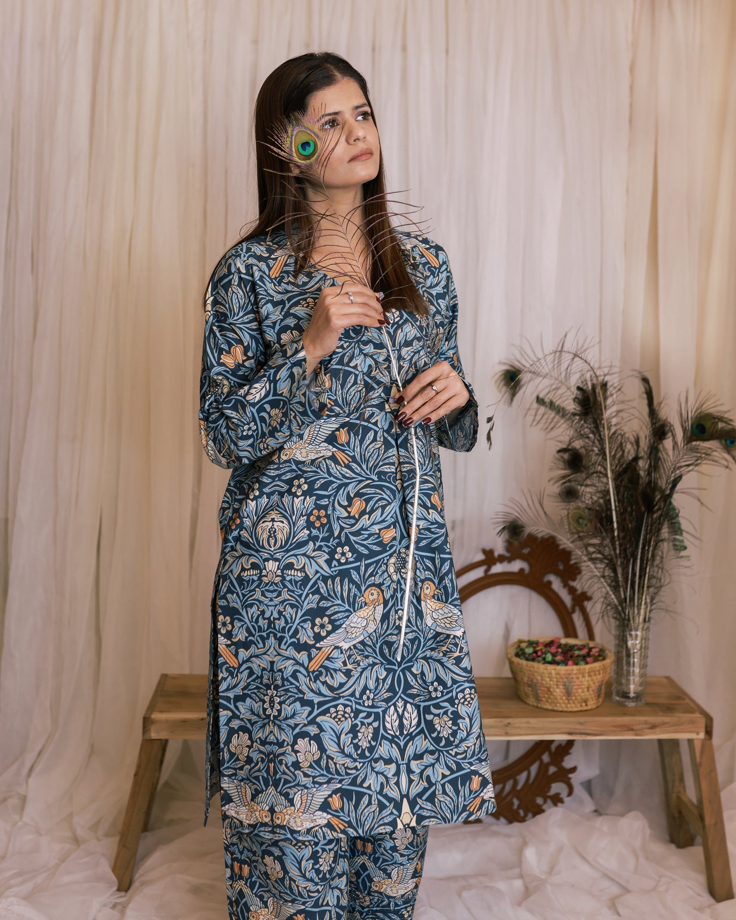 Sparrow Sketch Cotton 2-Piece