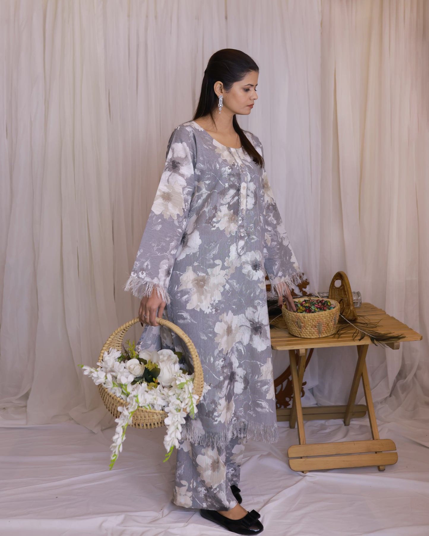 Gray Khaddar 2-piece Stitched Dress