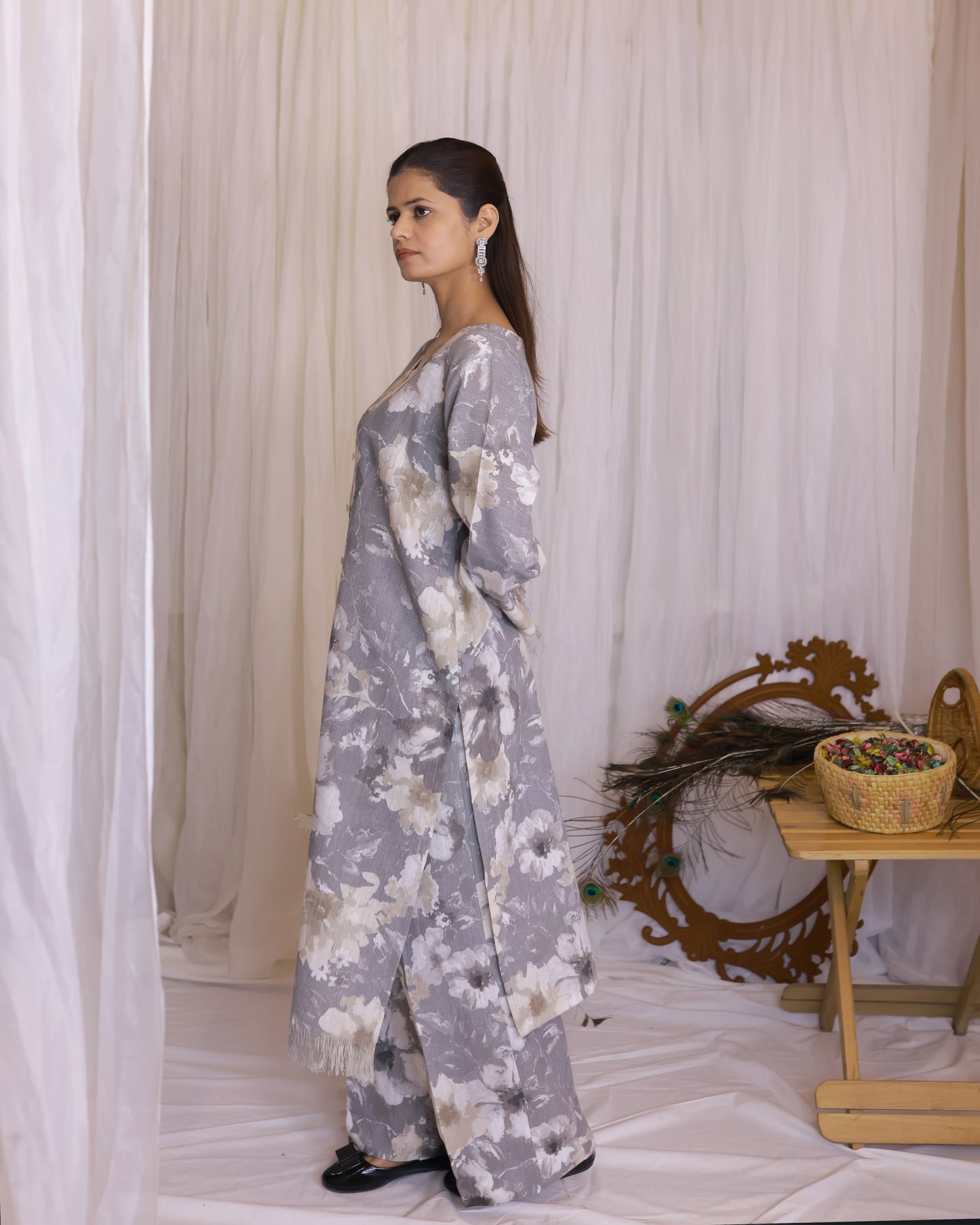 Gray Khaddar 2-piece Stitched Dress