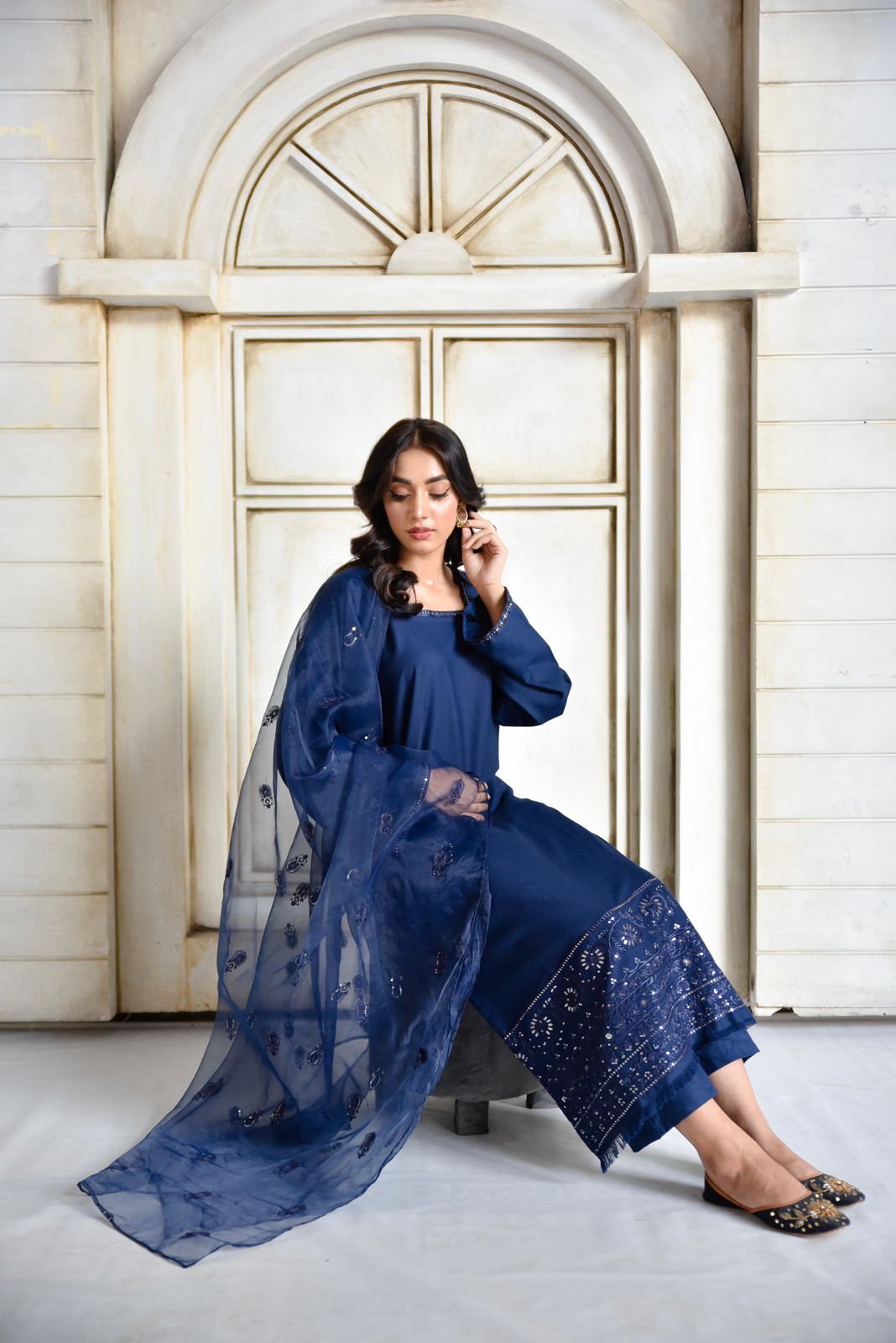 Azure Blue Full Sleeves | 3-Piece Stitched Suit