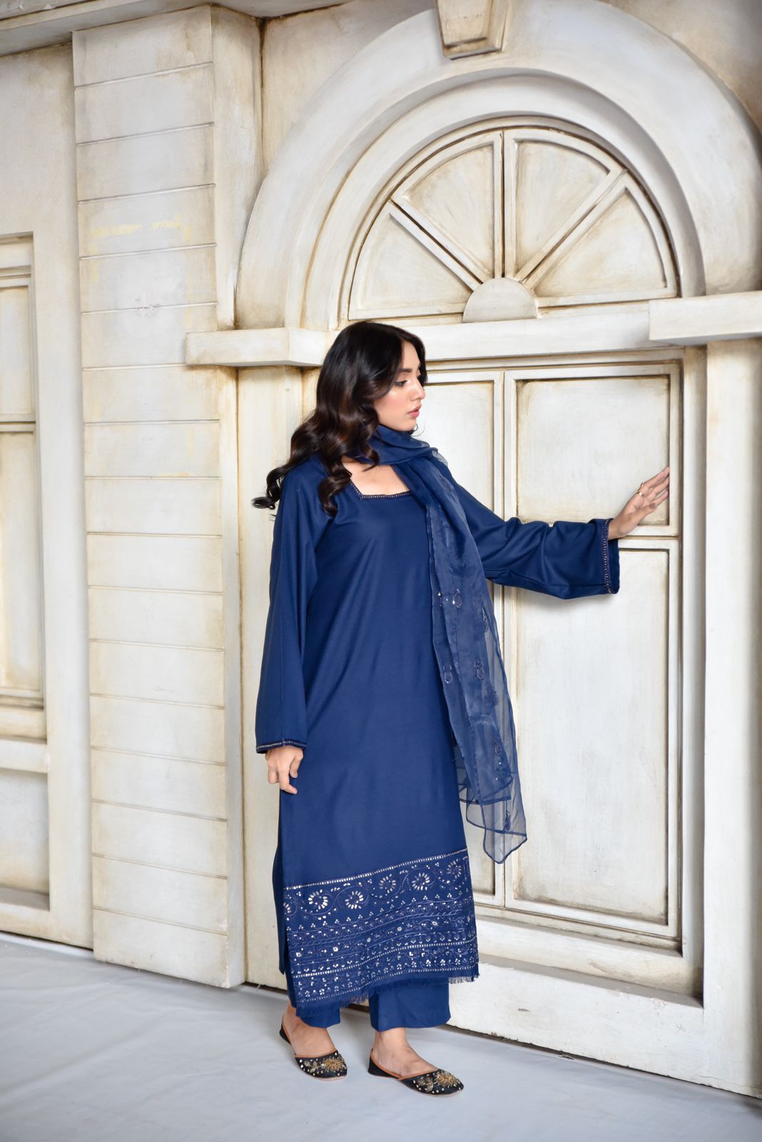 Azure Blue Full Sleeves | 3-Piece Stitched Suit