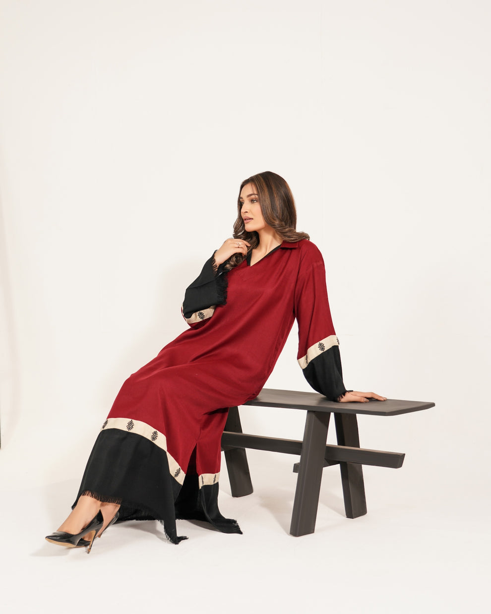 Cherry Black Elegance |2-piece  Long Dress