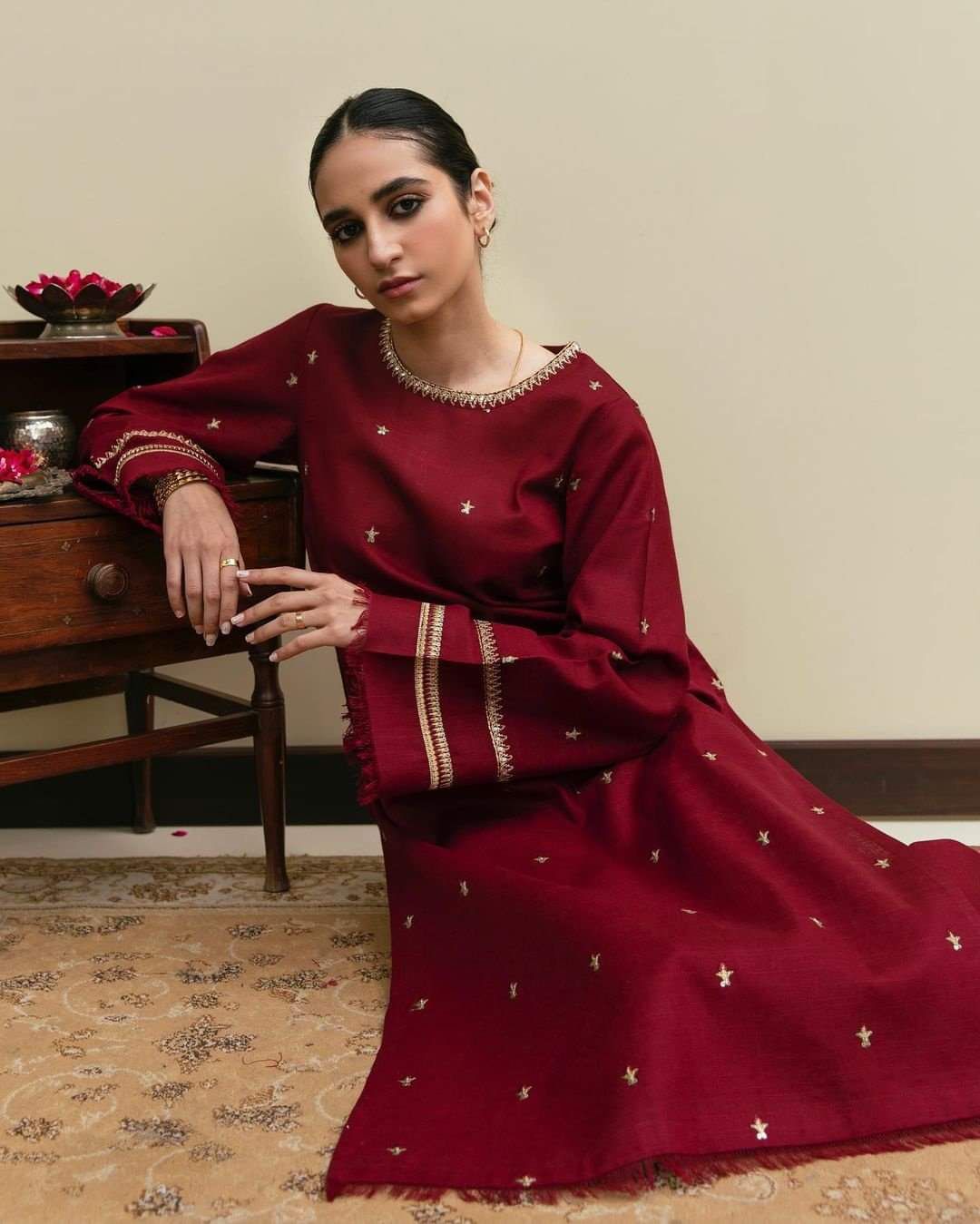 Mehroon Embroidery 2-piece Stitched Dress