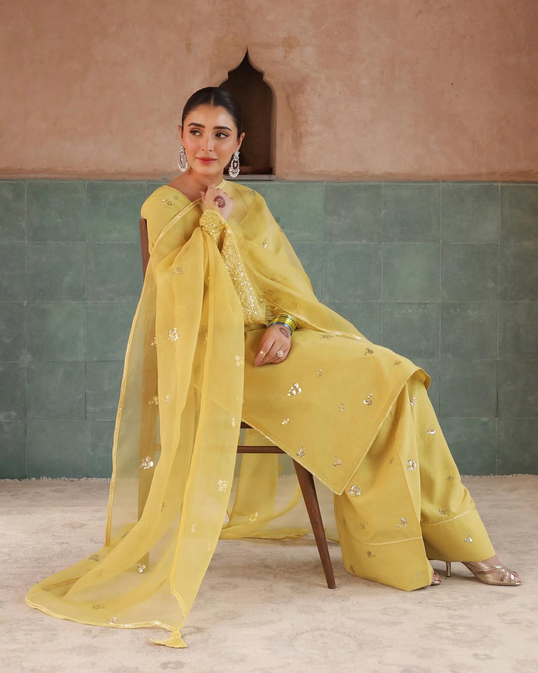 Lemon Yellow Farshi 3-Piece Dress