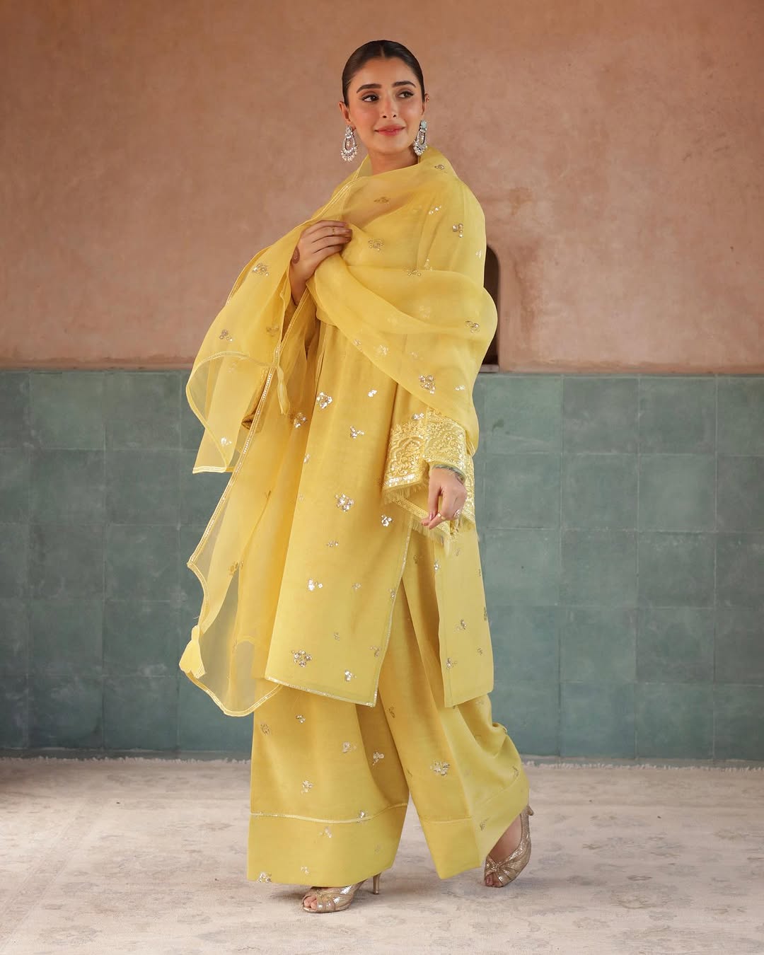 Lemon Yellow Farshi 3-Piece Dress