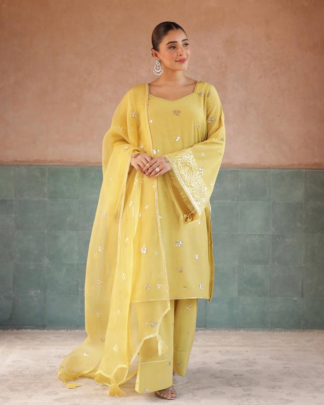 Lemon Yellow Farshi 3-Piece Dress