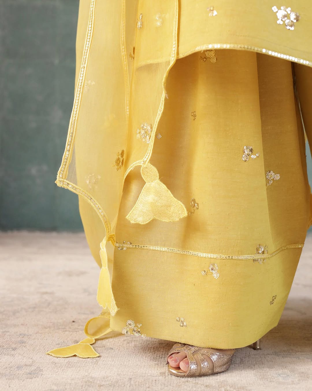 Lemon Yellow Farshi 3-Piece Dress