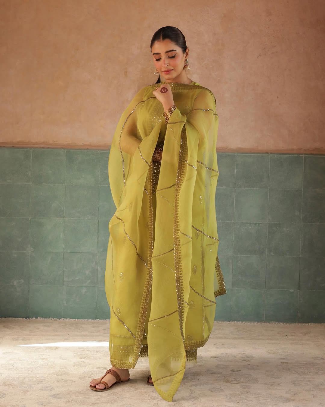 Yellow Full Sleeves Lawn 3-Piecce