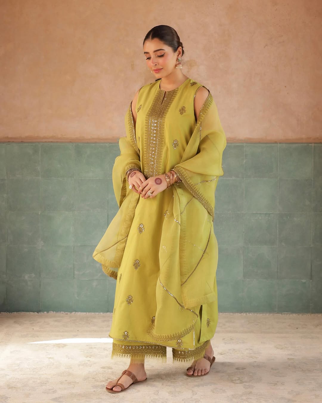 Yellow Full Sleeves Lawn 3-Piecce