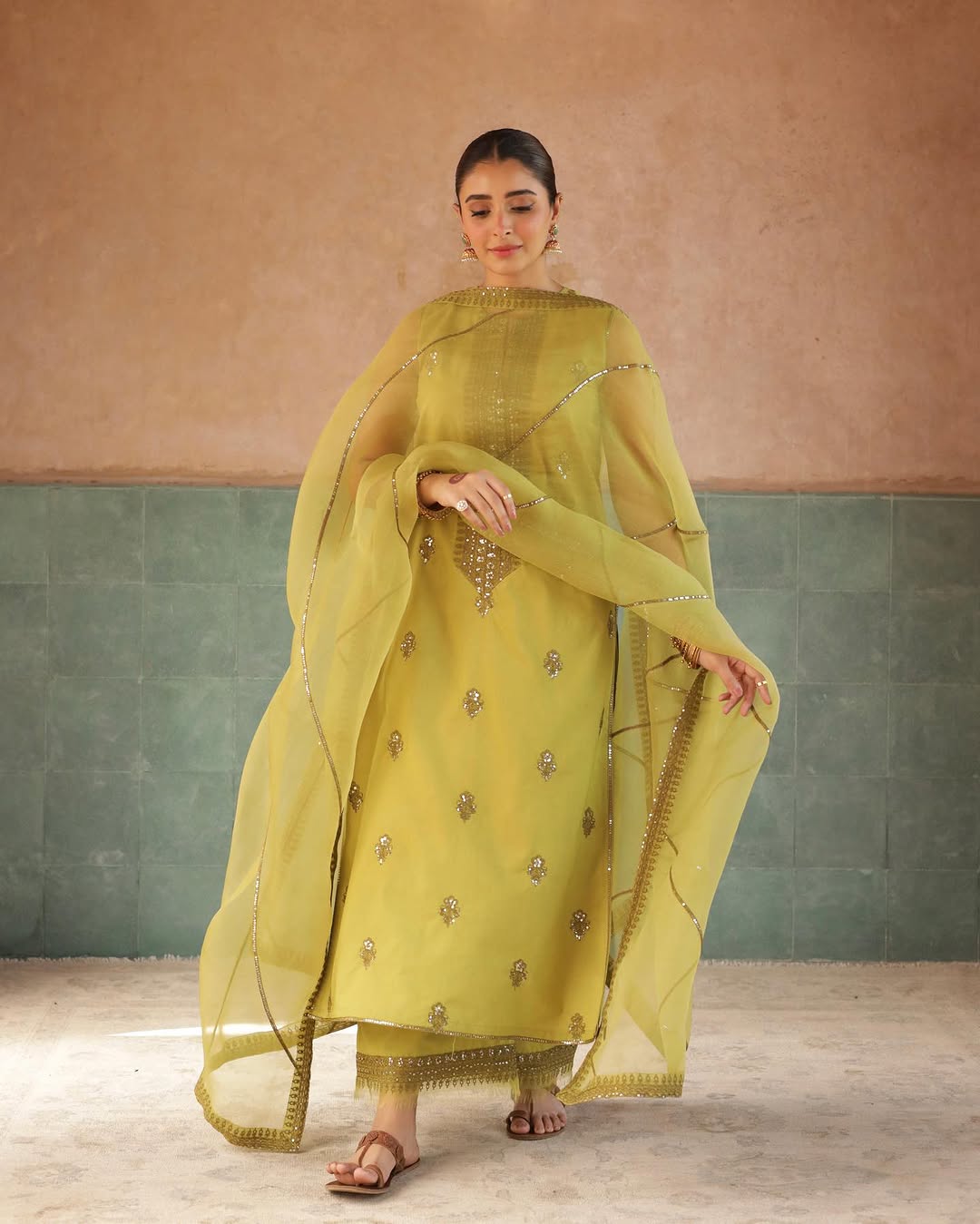 Yellow Full Sleeves Lawn 3-Piecce