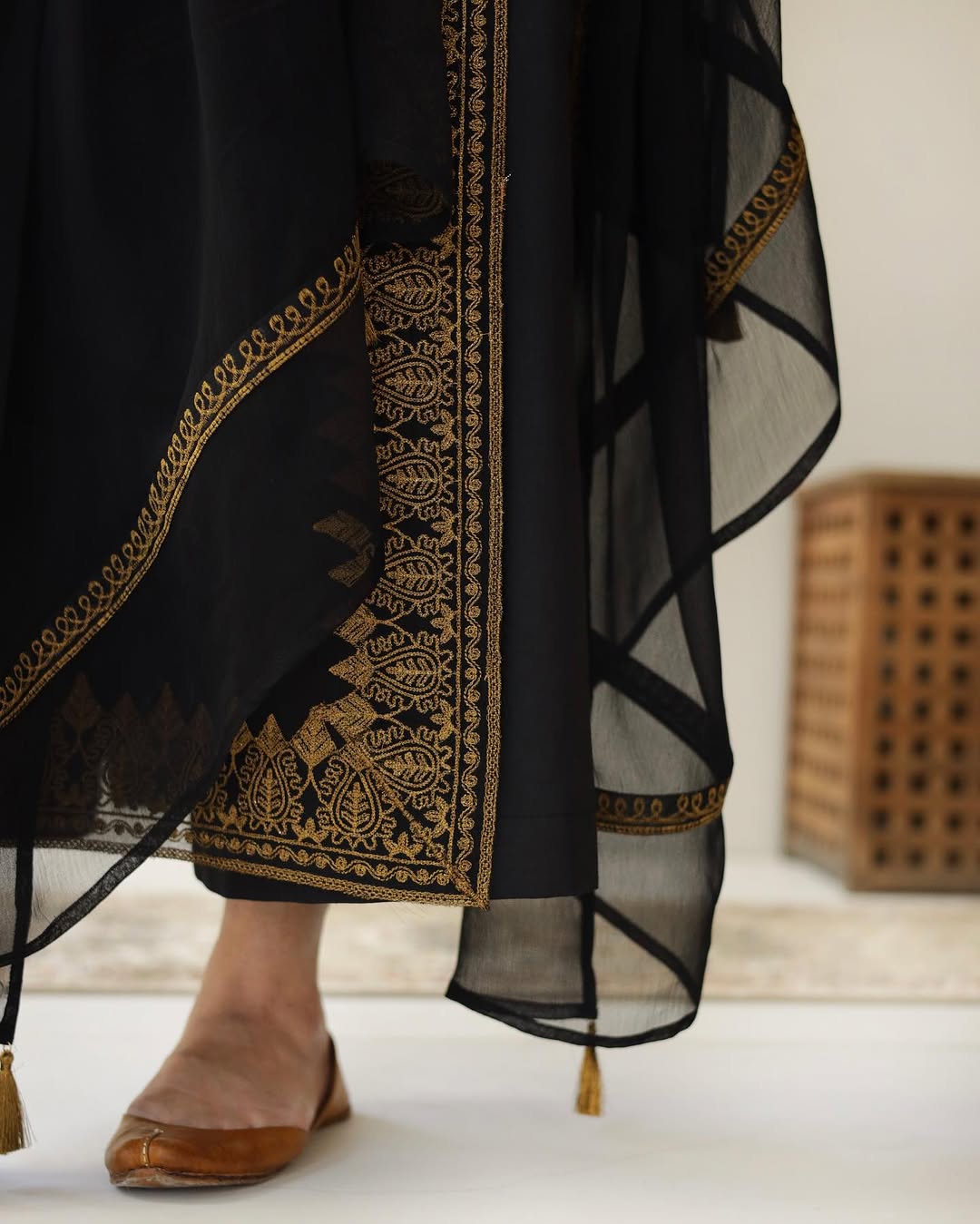 Black Rose Full Sleeves Stitched Dress