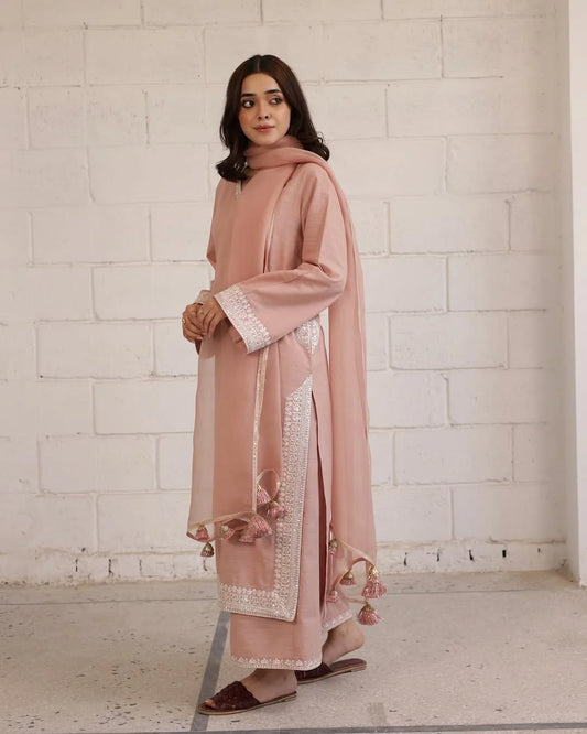 Light Pink khaddar outfit