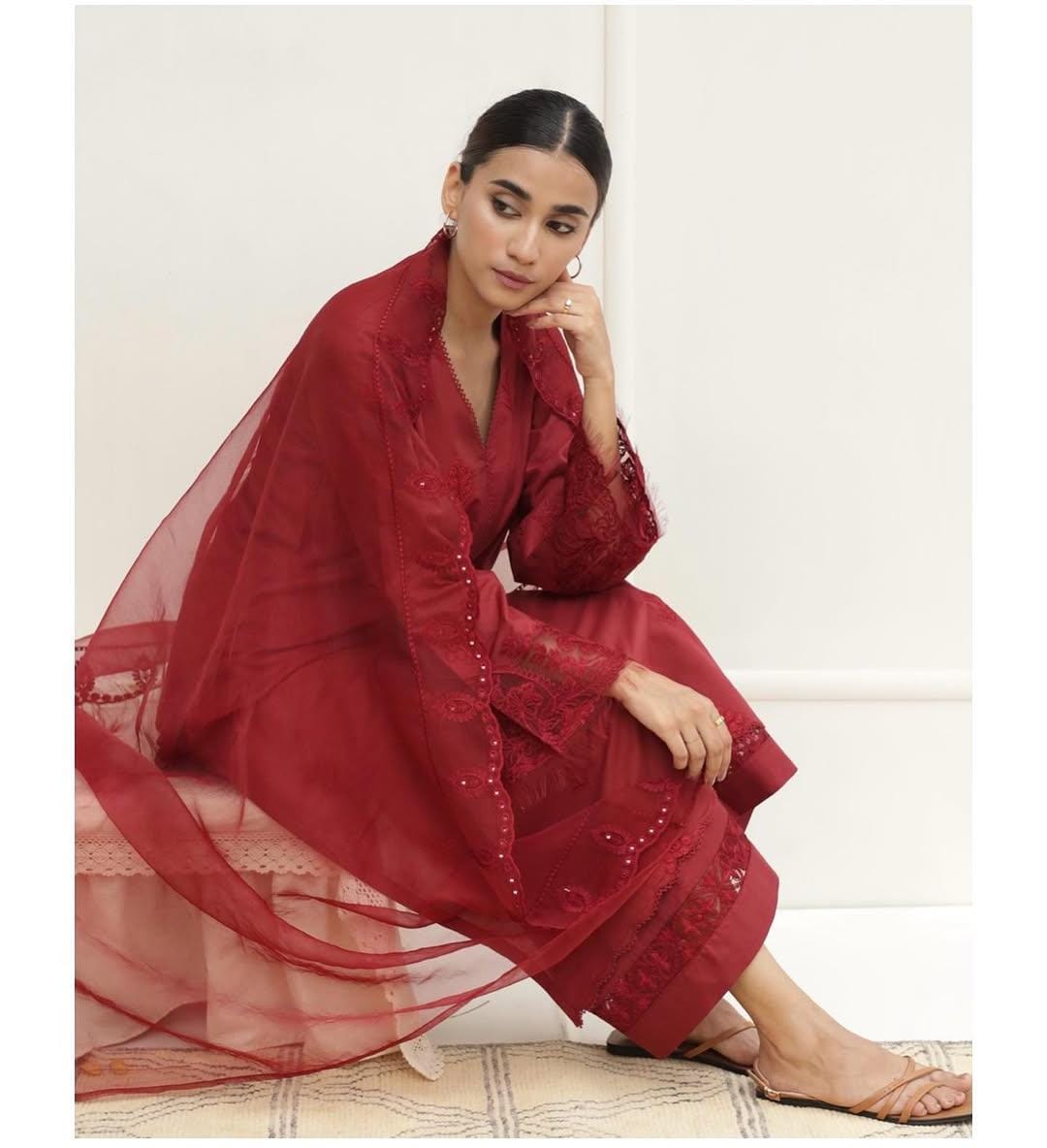 Cherry Chill Lawn 3-piece Stiched Dress