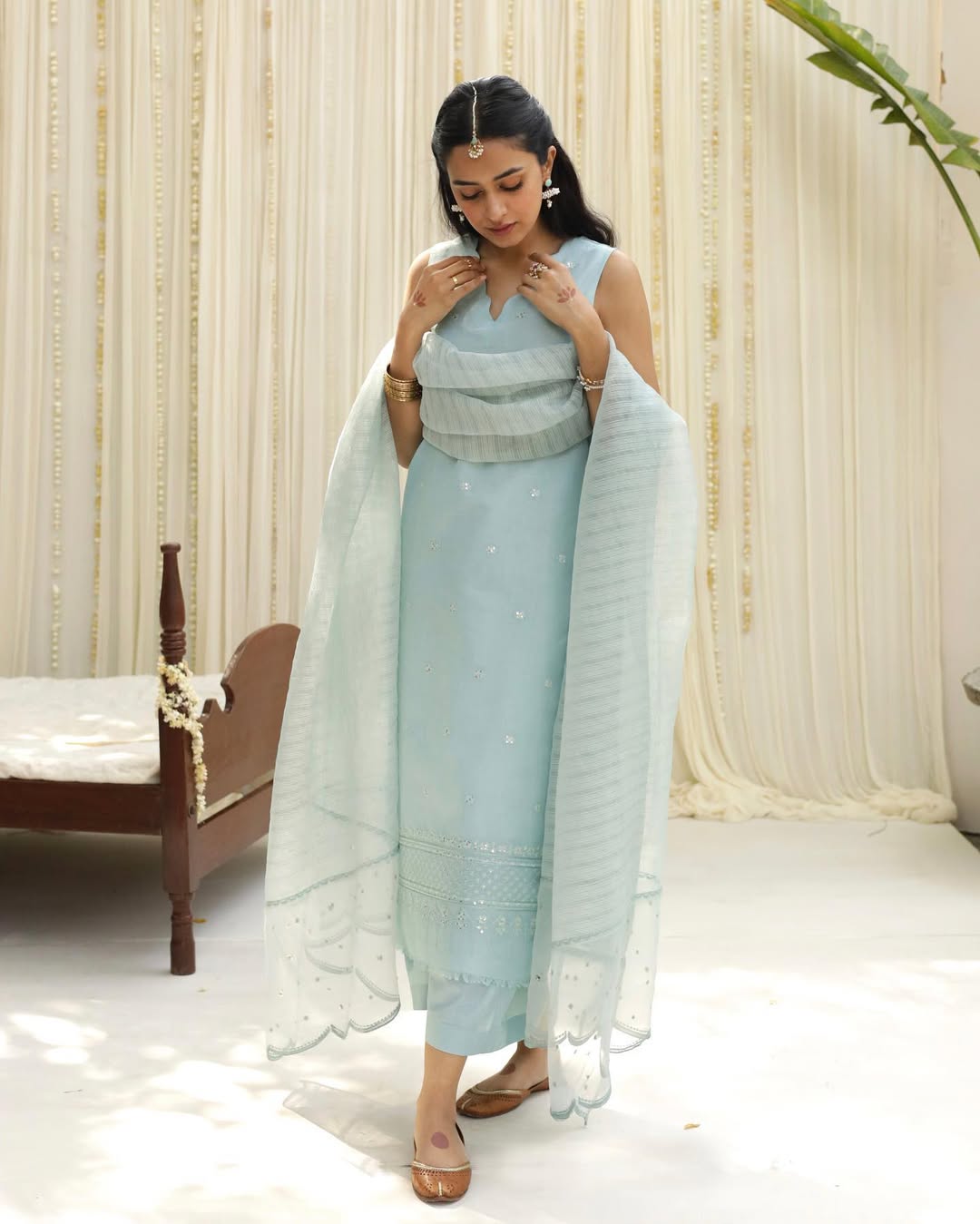 Aqua Vintage 🩵 Full Sleeve's Embroidered Stitched outfit