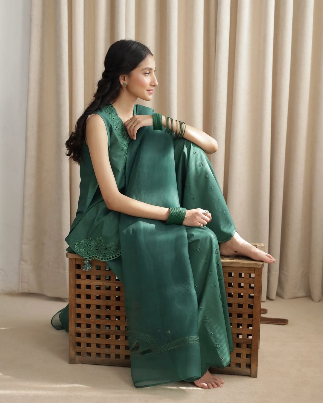 Zinc Green 🌿 Full Sleeve's Stitched Dress