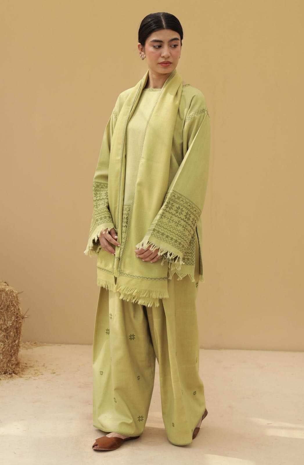 Pista Green|3-piece Stiched Dress
