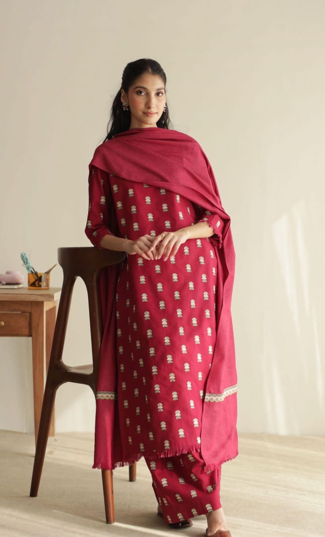 Red Embroidered (3piece) outfit