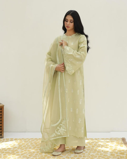 Apple Green Lawn 3-piece Stiched Dress