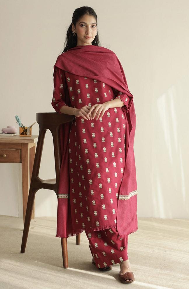 Red Embroidered (3piece) outfit