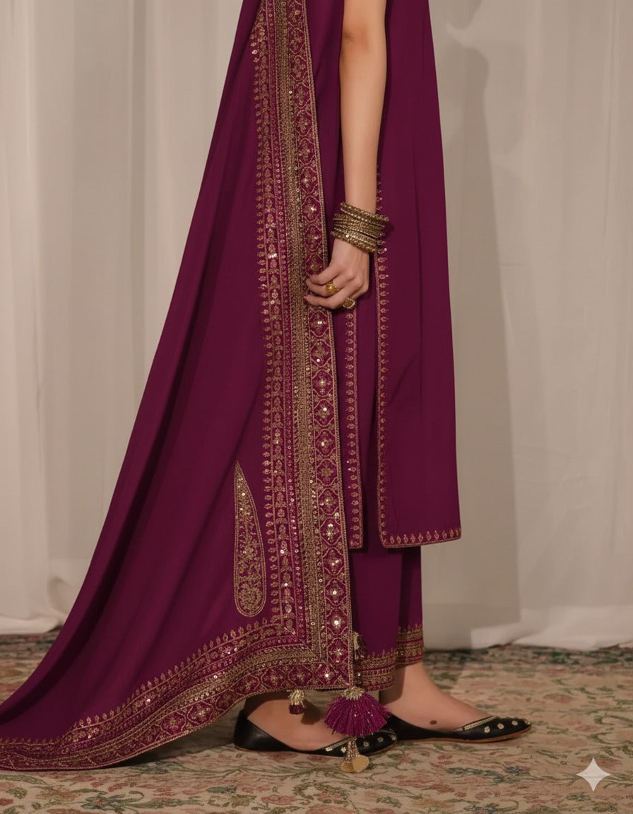 Shocking pink Stitched (3piece)Outfit