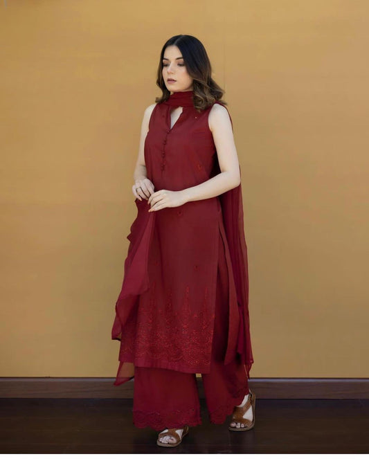 Deep Maroon💄Stitched🪡outfit