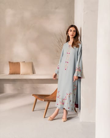 Aqua Stone Embroidered Stitched Outfit