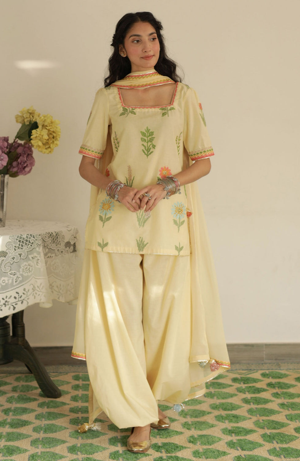 Butter Yellow Full Sleeve's Stitched Outfit