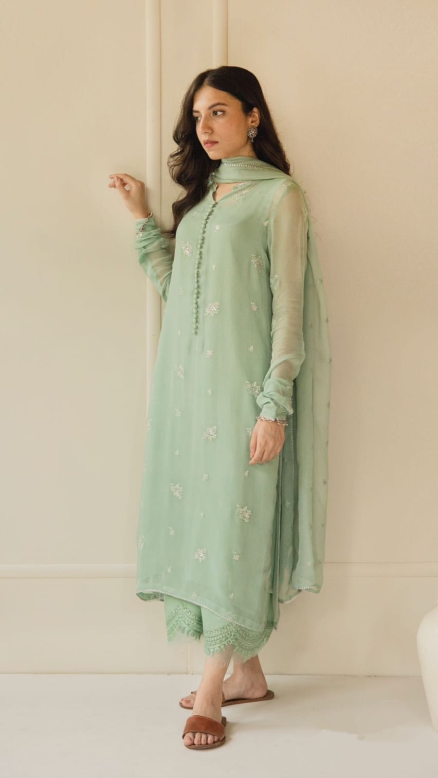 Soft Light Pista Embroidered stitched outfit 😊