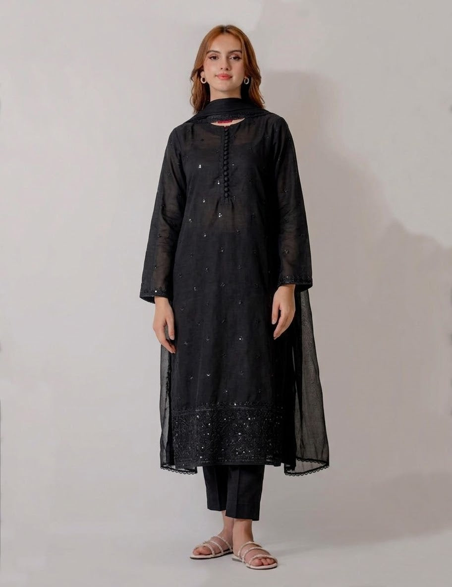 Soft Sky Embroidery  |3-piece Stitched Dress
