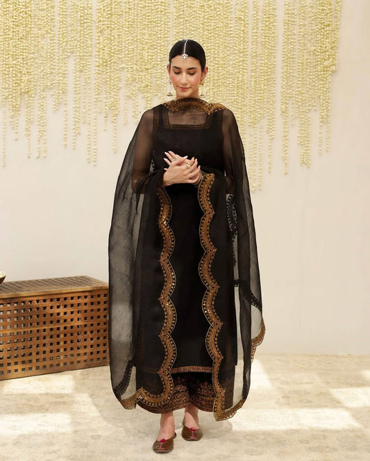 Black Embroidered 3piece outfit