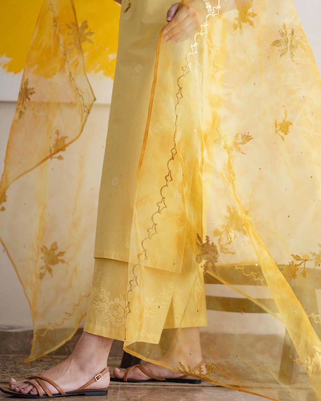 Mellow Yellow Full Sleeve 3-piece Stiched Dress