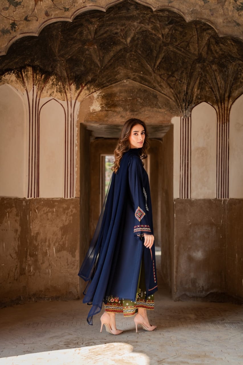 Blue Stitched 3-Piece