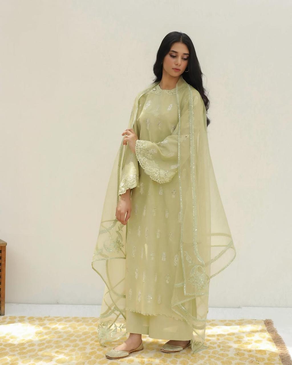 Apple Green Lawn 3-piece Stiched Dress