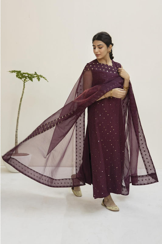 Deep Purple Embroidered (3piece) outfit