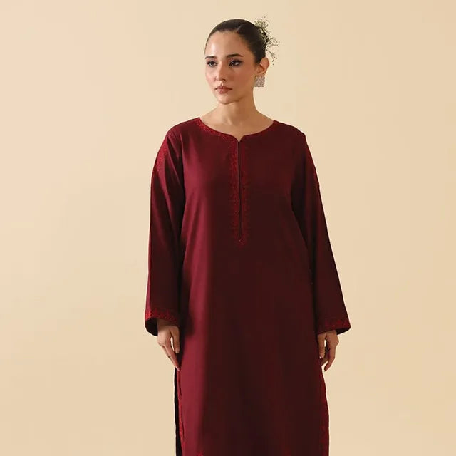 Deep Red ♥️ Embroidered Stitched 3-piece