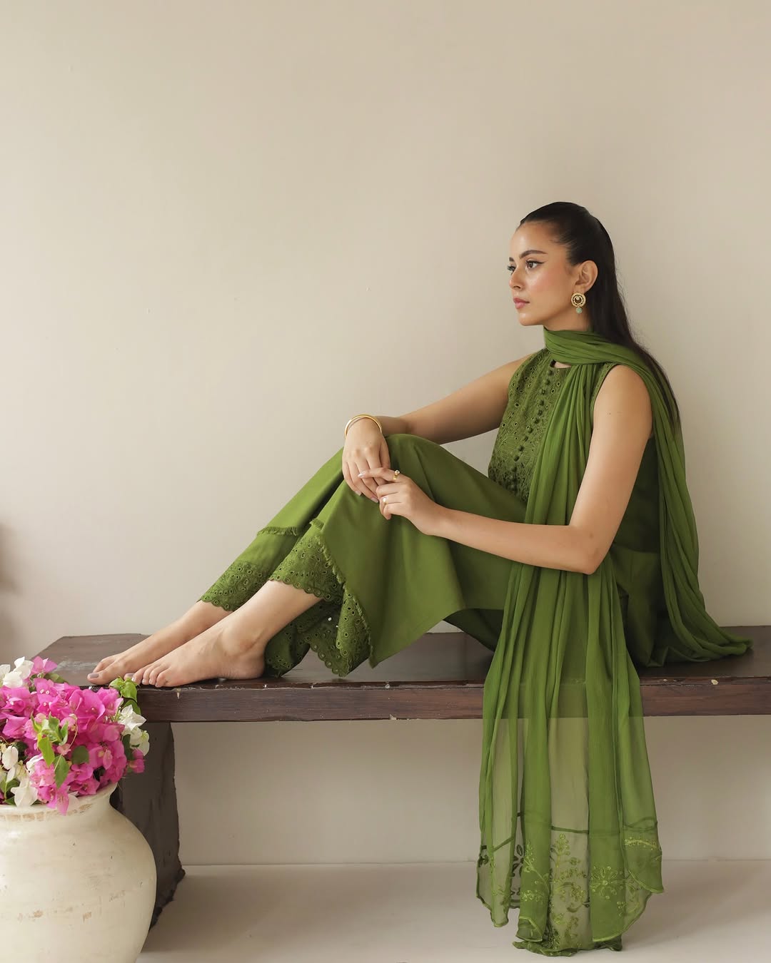 Parrot Green Full Sleeve's Stitched outfit