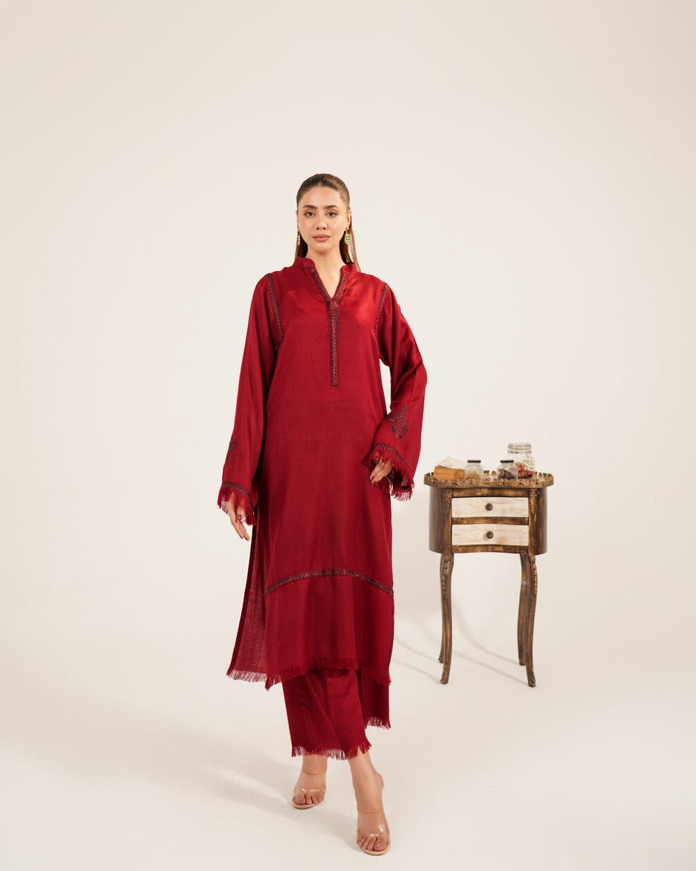 Red ♥️ 3-piece Stitched outfit