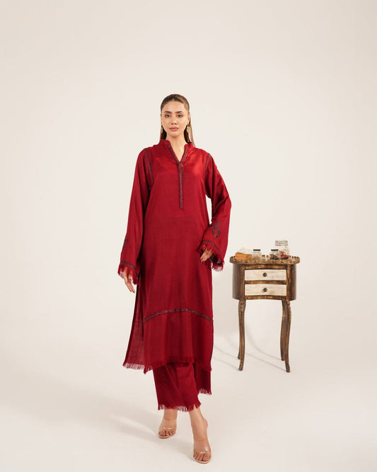 Red ♥️ 3-piece Stitched outfit