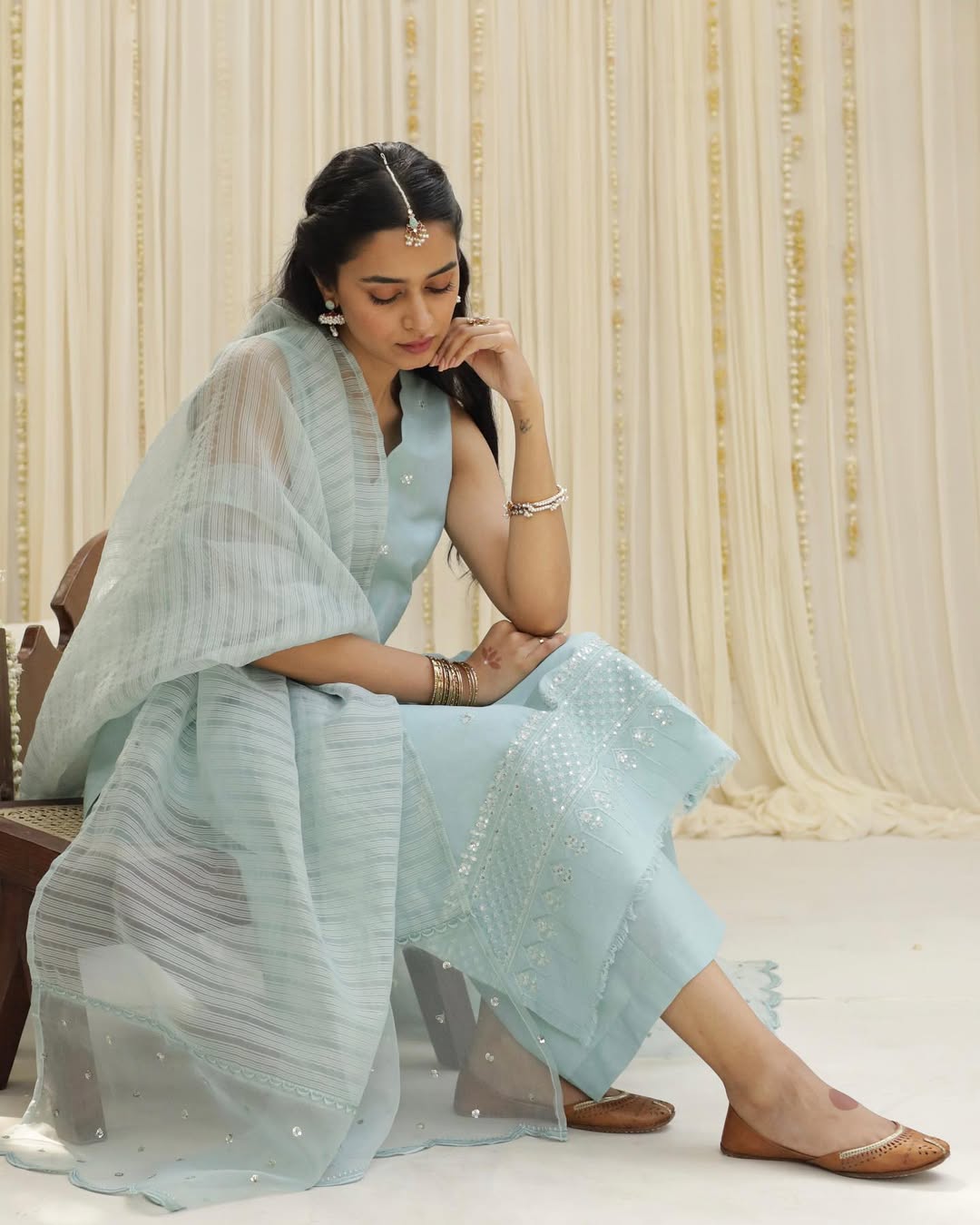 Aqua Vintage 🩵 Full Sleeve's Embroidered Stitched outfit