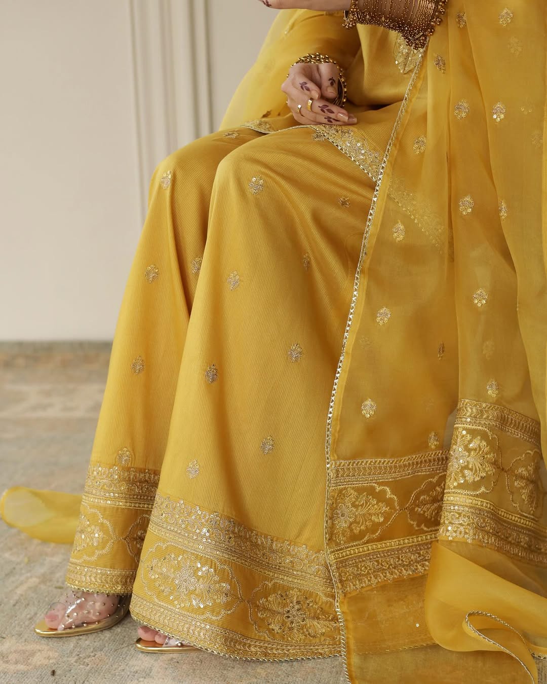 Yellow Embroidered Lawn Stitched Dress