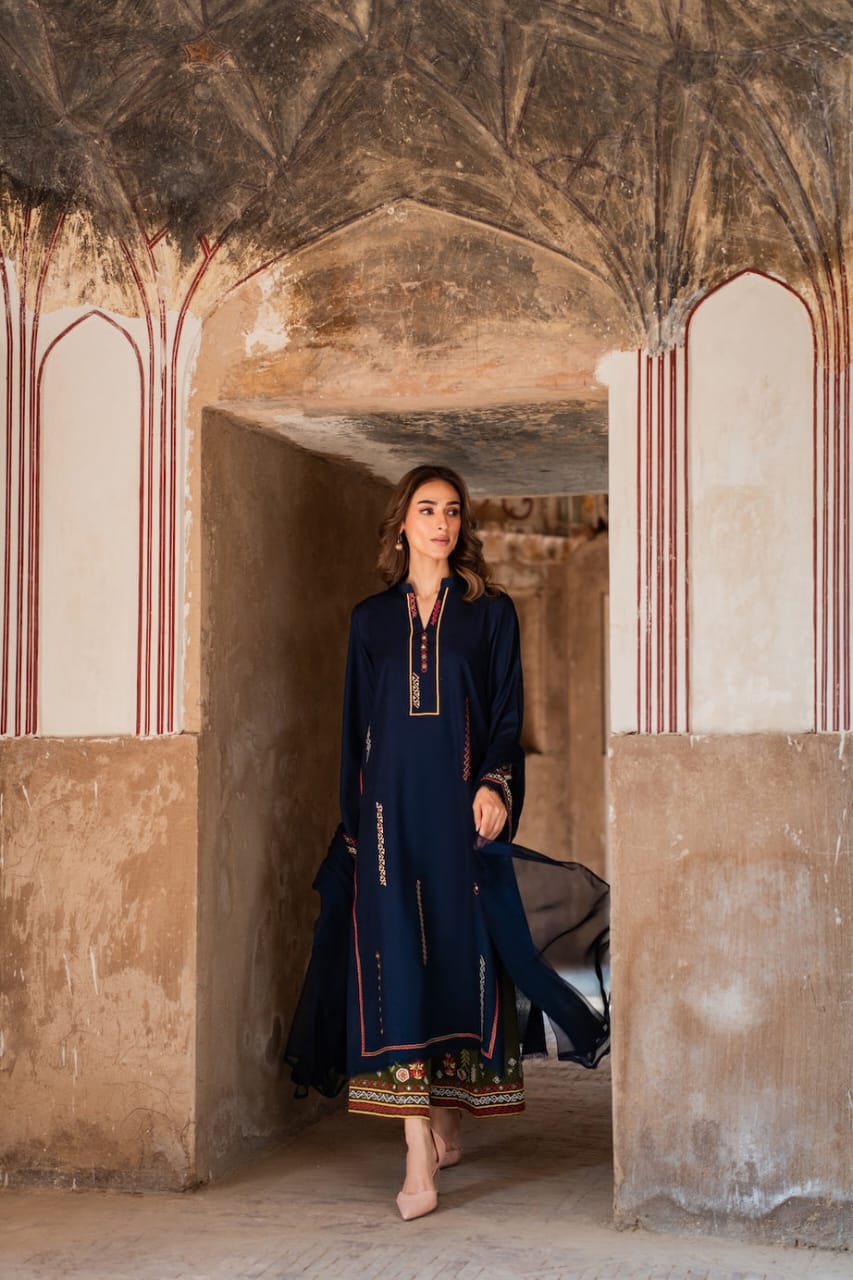 Blue Stitched 3-Piece