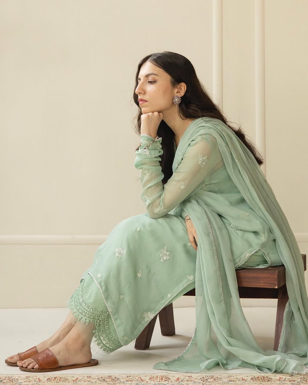 Soft Light Pista Embroidered stitched outfit 😊