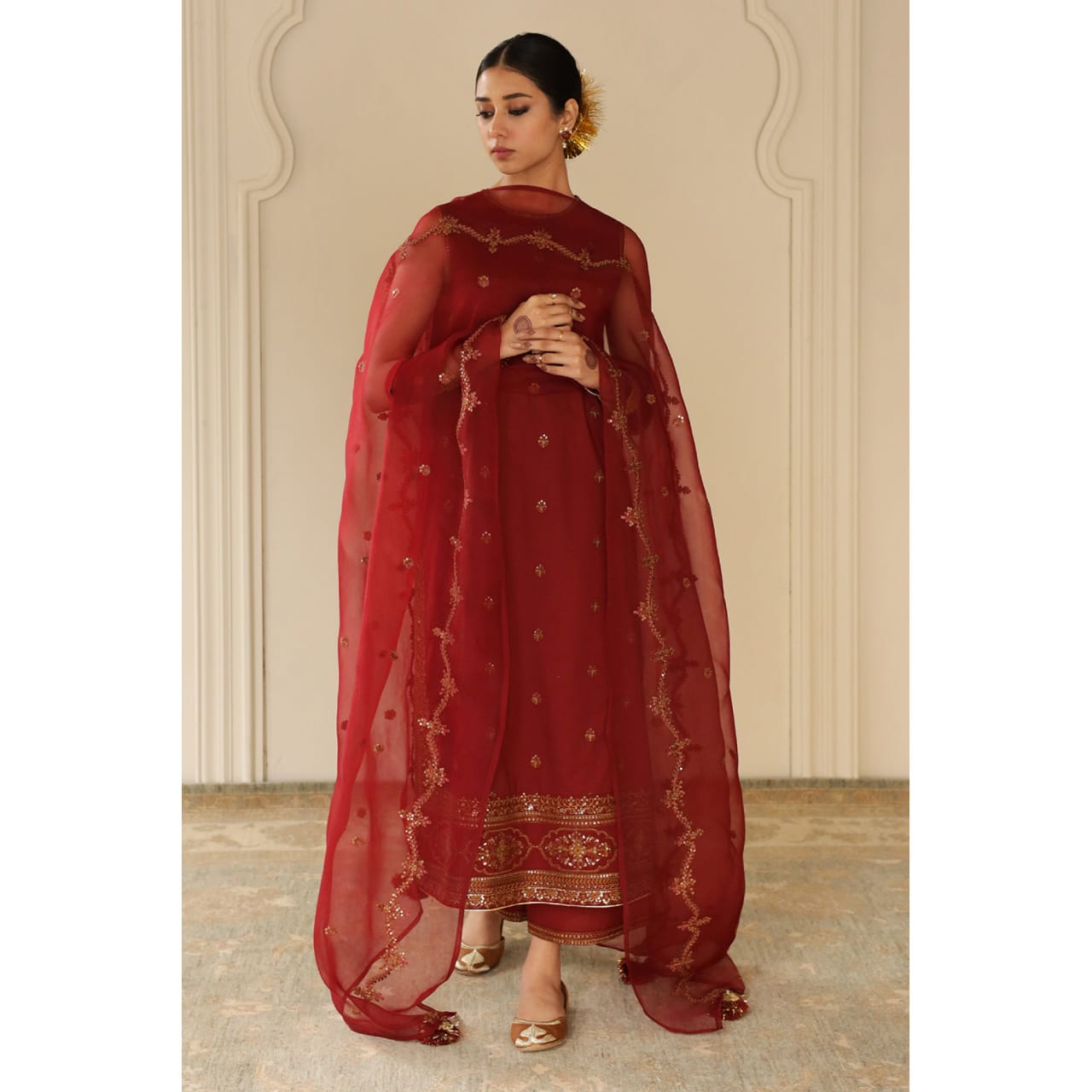 Rang-e-Lehar Mehroon |3-piece Stiched Dress