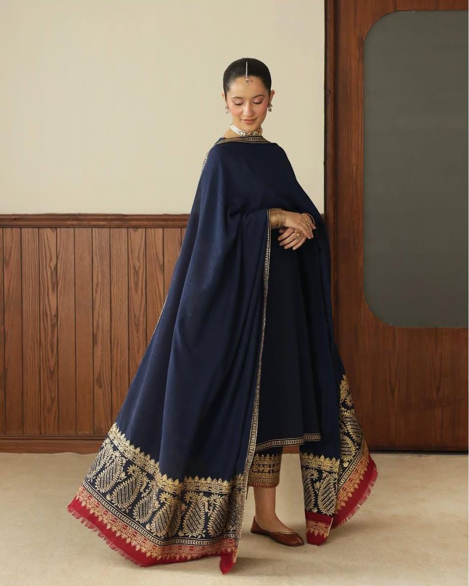 Blue Berry Full Sleeve 3-piece Stiched Dress