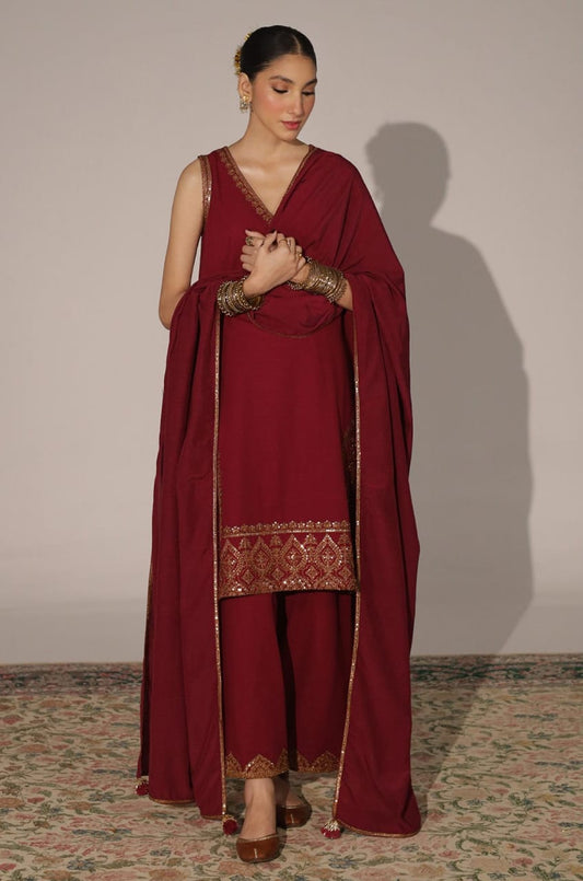 Rose Red stitched🪡outfit (3piece)